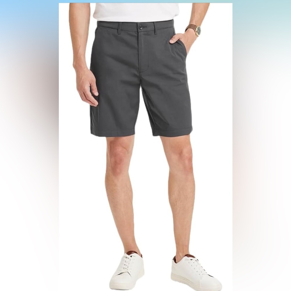 Men's 9” Flat Front Tech Shorts Charcoal Gray Size 40
